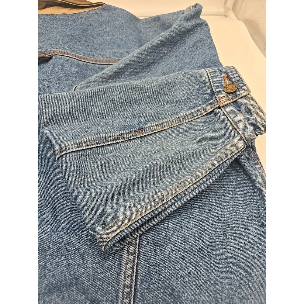 Vintage St Johns Bay Denim Jacket Trucker Jean Coat Retro 90s Leather L - Picture 10 of 12